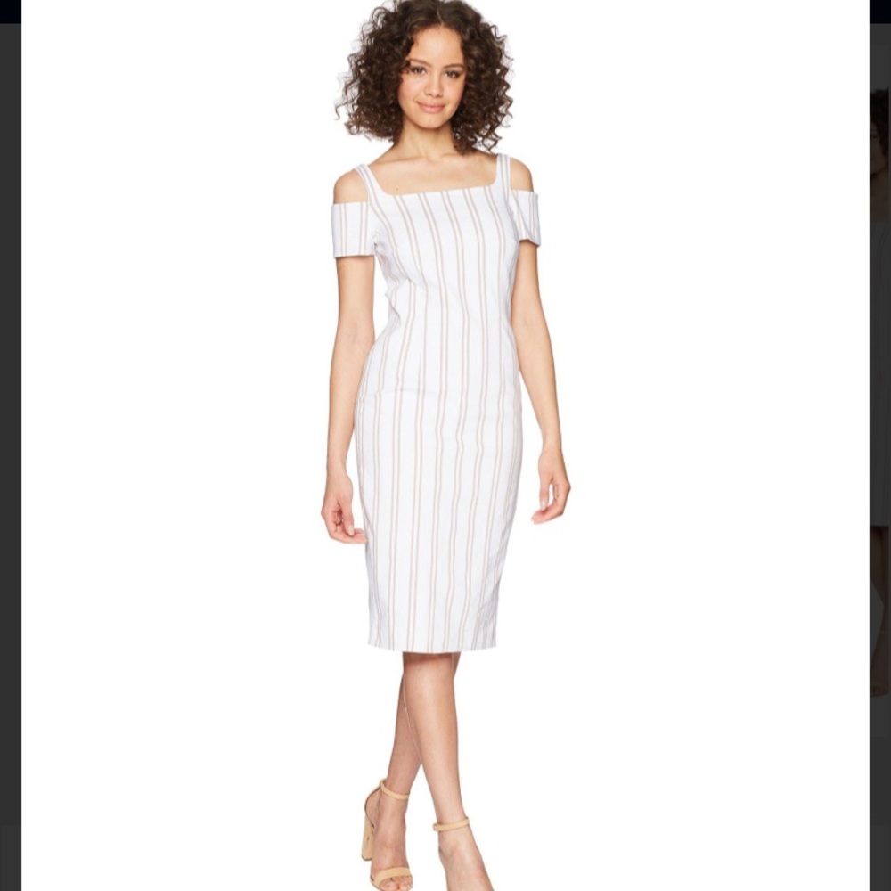 NWT Calvin Klein white cold-shoulder dress
